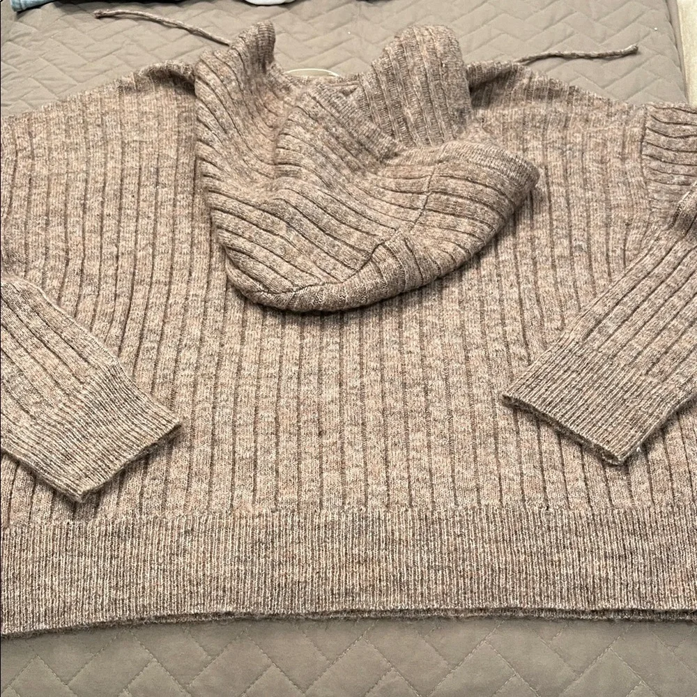 Lucky Brand Women's Ribbed Knit Hooded Sweater in Deep Taupe/NWT/XS - Picture 10 of 15